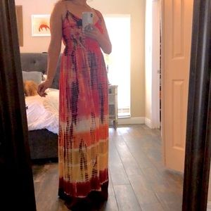 Maxi Dress- Club Z Collection Tie Dye Halter Top-  Medium